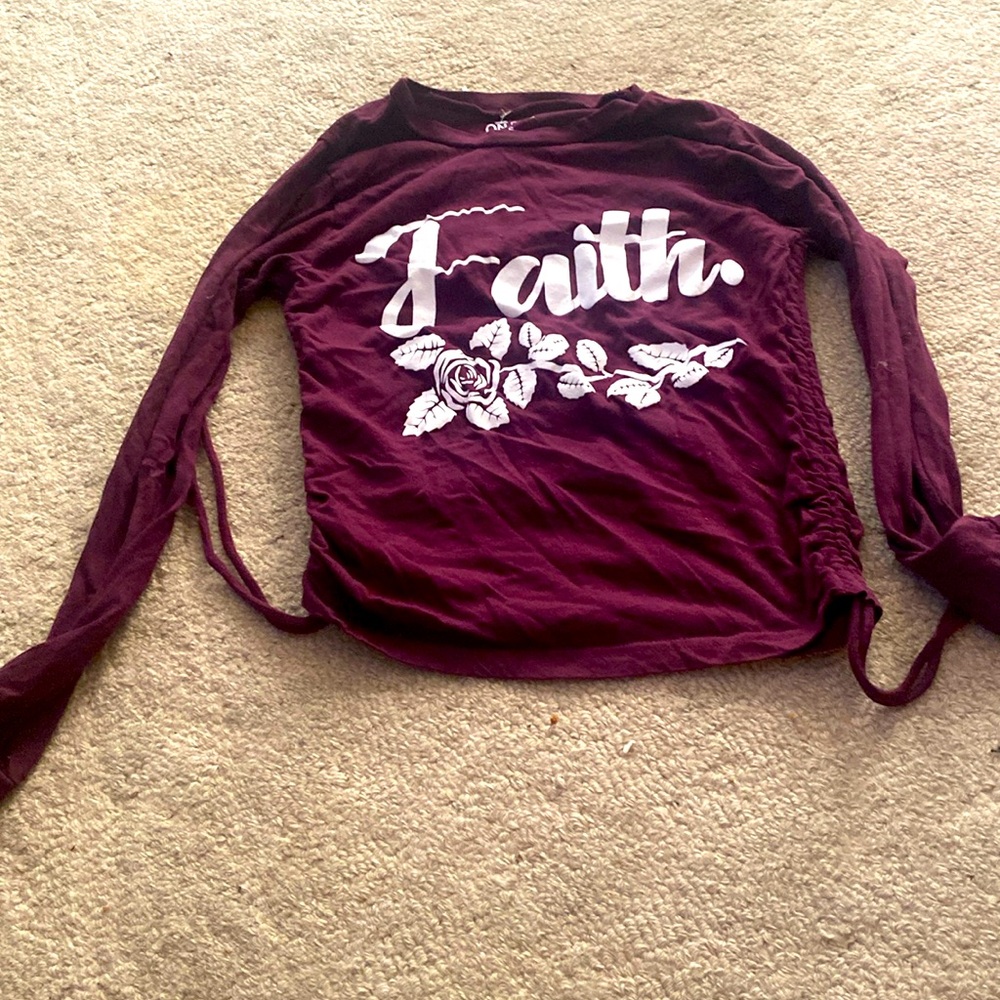Long sleeve, burgundy shirt, size adult small,